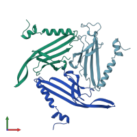 PDB entry 1mva coloured by chain, front view.
