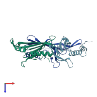 PDB entry 1mva coloured by chain, top view.