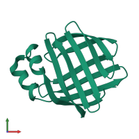 Monomeric assembly 1 of PDB entry 1mvg coloured by chemically distinct molecules, front view.