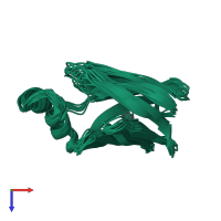 PDB entry 1mvg coloured by chain, ensemble of 10 models, top view.