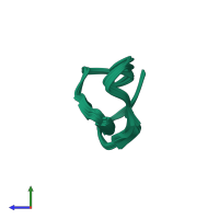 PDB entry 1mvi coloured by chain, ensemble of 15 models, side view.