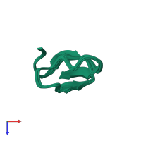 PDB entry 1mvi coloured by chain, ensemble of 15 models, top view.