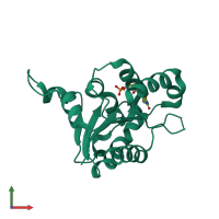 PDB entry 1mvl coloured by chain, front view.