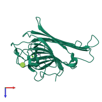 PDB entry 1mvq coloured by chain, top view.