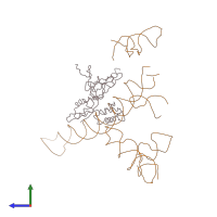 PDB entry 1mvr coloured by chain, side view.