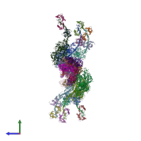 PDB entry 1mvw coloured by chain, side view.