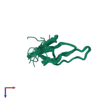 PDB entry 1mvz coloured by chain, ensemble of 15 models, top view.