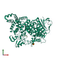PDB entry 1mw1 coloured by chain, front view.