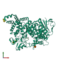 PDB entry 1mw3 coloured by chain, front view.