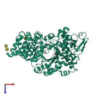 PDB entry 1mw3 coloured by chain, top view.