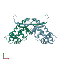 PDB entry 1mw5 coloured by chain, front view.