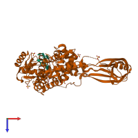 PDB entry 1mw8 coloured by chain, top view.