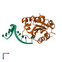 PDB entry 1mwi coloured by chain, top view.