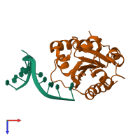 PDB entry 1mwj coloured by chain, top view.