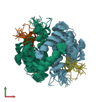 PDB entry 1mwn coloured by chain, ensemble of 20 models, front view.