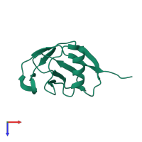 PDB entry 1mwp coloured by chain, top view.