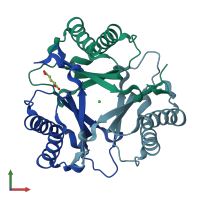 PDB entry 1mww coloured by chain, front view.