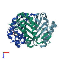 PDB entry 1mww coloured by chain, top view.