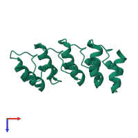 Monomeric assembly 1 of PDB entry 1mx2 coloured by chemically distinct molecules, top view.