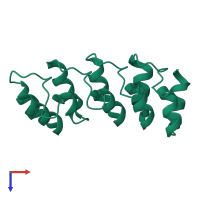 Monomeric assembly 1 of PDB entry 1mx6 coloured by chemically distinct molecules, top view.