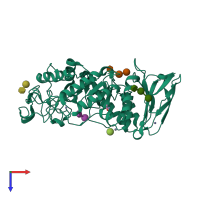 PDB entry 1mxd coloured by chain, top view.