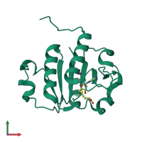PDB entry 1mxi coloured by chain, front view.