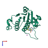 PDB entry 1mxi coloured by chain, top view.
