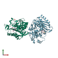 PDB entry 1mxo coloured by chain, front view.
