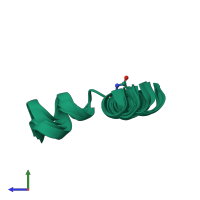 PDB entry 1mxq coloured by chain, ensemble of 20 models, side view.