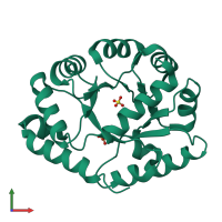 PDB entry 1mxs coloured by chain, front view.