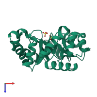 PDB entry 1mxs coloured by chain, top view.