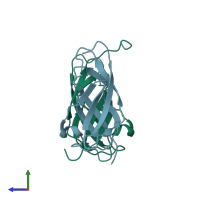 PDB entry 1my5 coloured by chain, side view.