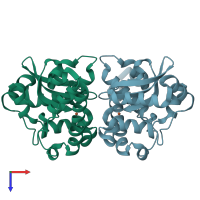 PDB entry 1my6 coloured by chain, top view.