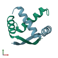 PDB entry 1myk coloured by chain, front view.