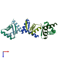 PDB entry 1myl coloured by chain, top view.