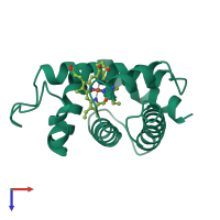 PDB entry 1myt coloured by chain, top view.