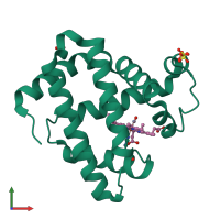 PDB entry 1myz coloured by chain, front view.