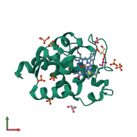 PDB entry 1mz4 coloured by chain, front view.