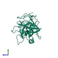 PDB entry 1mza coloured by chain, side view.