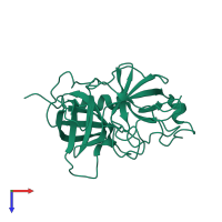 PDB entry 1mza coloured by chain, top view.