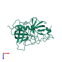 PDB entry 1mzd coloured by chain, top view.