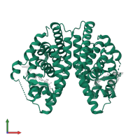 Retinoic acid receptor RXR-alpha in PDB entry 1mzn, assembly 1, front view.