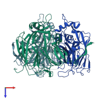 PDB entry 1mzz coloured by chain, top view.