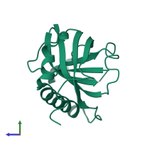 PDB entry 1n05 coloured by chain, side view.