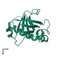 PDB entry 1n05 coloured by chain, top view.