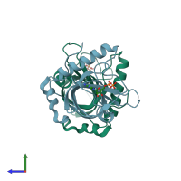 PDB entry 1n06 coloured by chain, side view.