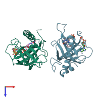 PDB entry 1n07 coloured by chain, top view.