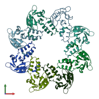 PDB entry 1n0f coloured by chain, front view.