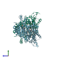 PDB entry 1n0h coloured by chain, side view.