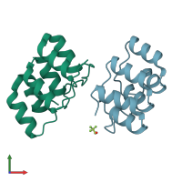 PDB entry 1n0q coloured by chain, front view.